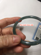 Load image into Gallery viewer, 56.3mm Certified Type A 100% Natural dark green/blue/gray with Guatemala slim round cut Jadeite bangle BG202-8832