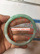 Load image into Gallery viewer, 62.5mm Certified Type A 100% Natural sunny green white round cut jadeite Jade bangle PB262-3258