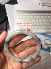 Load image into Gallery viewer, 57.2mm certified 100% natural Type A white sunny green dark green ink painting (水墨) round cut jadeite jade bangle PC158-3151