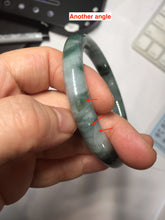 Load image into Gallery viewer, 55.7mm Certified Type A 100% Natural Dark Green Blue Gray Black Slim Moonlit Ink (水墨月色)Round Cut Jadeite Jade Bangle BS146-0748