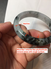 Load image into Gallery viewer, 57.2mm certified 100% natural Type A dark green black purple white Blooming Ink(水墨花开) jadeite jade bangle PB293-0507