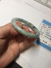 Load image into Gallery viewer, 55.2mm certified 100% natural Type A light green with green floating flowers round cut jadeite jade bangle BS109-2524