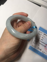 Load image into Gallery viewer, 56.3mm certified 100% natural type A icy watery white light green chubby jadeite jade bangle AH97-0549
