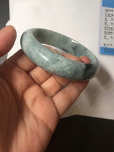 Load image into Gallery viewer, 58mm certified Type A 100% Natural light green gray chubby Jadeite Jade bangle BS115-6636