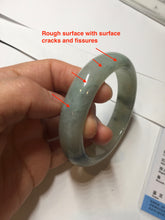 Load image into Gallery viewer, 55.5mm certified type A 100% Natural icy watery light green with dark green flowers jadeite jade bangle PH59-1059