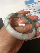Load image into Gallery viewer, 57mm Certified Type A 100% Natural sunny green white purple gray Jadeite bangle PE122-1261