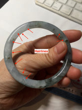 Load image into Gallery viewer, 56.3mm Certified Type A 100% Natural dark green/purple/gray round cut Jadeite bangle AA129-6929