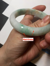 Load image into Gallery viewer, 57mm certified 100% natural type A sunny green/white jadeite jade bangle BN100-7706