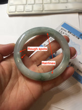 Load image into Gallery viewer, 57.5mm certified type A 100% Natural icy watery light green/purple/white chubby Jadeite jade bangle PF77-1315