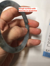 Load image into Gallery viewer, 55.8mm Certified Type A 100% Natural icy watery dark green/purple/gray round cut Jadeite bangle AA131-6925