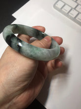 Load image into Gallery viewer, 60.3mm certified type A 100% Natural green/black Jadeite Jade bangle BM42-8565