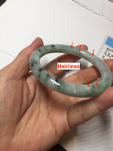 Load image into Gallery viewer, 55.2mm certified 100% natural Type A light green with green floating flowers round cut jadeite jade bangle BS109-2524