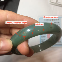 Load image into Gallery viewer, 56.8mm Certified 100% natural Type A oily dark green/ gray (老油青) jadeite jade bangle PB286-0548