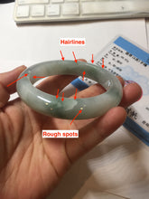 Load image into Gallery viewer, 57.5mm certified type A 100% Natural icy watery light green/purple/white chubby Jadeite jade bangle PF77-1315