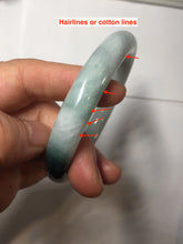 Load image into Gallery viewer, 57.8mm Certified Type A 100% Natural Dark Green Blue Gray Black Round Cut Jadeite Jade Bangle BS147-0754