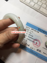 Load image into Gallery viewer, 54.8mm certified 100% natural Type A sunny green/purple/white jadeite jade bangle AA114-1051