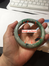 Load image into Gallery viewer, 60.5mm certified Type A 100% Natural sunny green gray black Jadeite Jade bangle BS82-9879