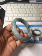 Load image into Gallery viewer, 58mm certified Type A 100% Natural light green gray chubby Jadeite Jade bangle BS115-6636
