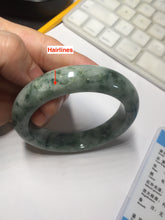 Load image into Gallery viewer, 56mm certified Type A 100% Natural dark green gray Jadeite Jade bangle BS112-6647