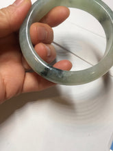 Load image into Gallery viewer, 55.5mm certified type A 100% Natural icy watery light green with dark green flowers jadeite jade bangle PH59-1059