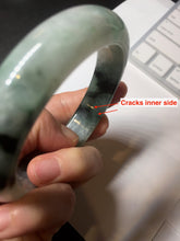 Load image into Gallery viewer, 60.3mm certified type A 100% Natural green/black Jadeite Jade bangle BM42-8565