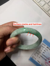 Load image into Gallery viewer, 56.2mm certified Type A 100% Natural sunny green/ white Jadeite Jade bangle BS32-4439