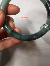 Load image into Gallery viewer, 55mm Certified Type A 100% Natural dark green/gray round cut Jadeite bangle PA227-2426