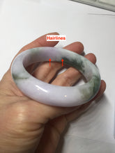 Load image into Gallery viewer, 55.2mm certified 100% natural Type A watermelon-rind green light purple Base jadeite bangle PA184-4754