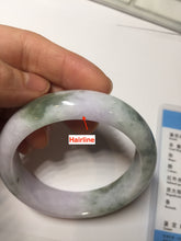 Load image into Gallery viewer, 55.2mm certified 100% natural Type A watermelon-rind green light purple Base jadeite bangle PA184-4754