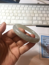 Load image into Gallery viewer, 53.2mm certified 100% Natural icy watery light beige pale pink gray nephrite bangle HN120-0082