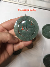 Load image into Gallery viewer, 50.9mm Type A 100% Natural icy dark green/gray Jadeite Jade safety Guardian donut Pendant PB195-1