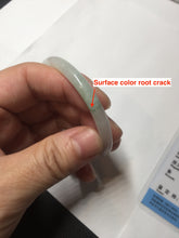 Load image into Gallery viewer, 51mm certified 100% natural type A icy watery light green/white slim oval round cut jadeite jade bangle AD105-8115