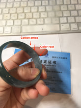 Load image into Gallery viewer, 52.8mm Certified Type A 100% Natural icy watery deep sea green/blue/gray/black Guatemala Jadeite bangle PJ31-6391