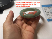 Load image into Gallery viewer, 52.5mm Certified Type A 100% Natural Oily Dark Green Gray Black(油青) Oval Jadeite Jade Bangle PE105-7129