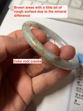 Load image into Gallery viewer, 57.2mm certified 100% natural Type A white yellow brown purple Autumn Leaf round cut jadeite jade bangle H162-6012