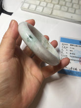 Load image into Gallery viewer, 61.5mm Type A 100% Natural sunny green/light white/purple chubby Jadeite Jade bangle with defects PJ59-1253