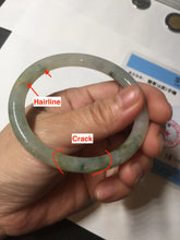 Load image into Gallery viewer, 52mm certified type A 100% Natural green/white with floating flowers slim oval jadeite jade bangle BP26-2670