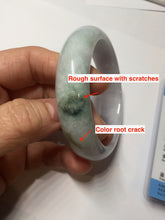 Load image into Gallery viewer, 54.6mm certified 100% natural Type A light gray white purple chubby jadeite jade bangle PH150-4758