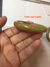 Load image into Gallery viewer, 48-53 mm Type A 100% Natural yellow brown Jadeite oval/round Jade bangle group girl/small adult hand Z45