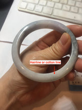 Load image into Gallery viewer, 58.4mm certified 100% natural Type A light green/purple white Snowy Pine Forest jadeite jade bangle J126-3074