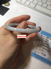 Load image into Gallery viewer, 51.5mm certified Type A 100% Natural icy watery light green purple round cut oval Jadeite Jade bangle AU27-8535