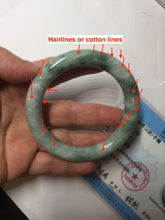 Load image into Gallery viewer, 55.8mm certified 100% natural Type A light green white with green floating flowers round cut jadeite jade bangle BS93-6606