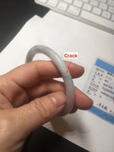 Load image into Gallery viewer, 56mm certified 100% natural type A light green/purple with green fly flowers round cut jadeite jade bangle BN56-3113