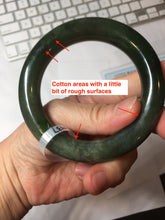 Load image into Gallery viewer, 55mm certified 100% Natural dark green/black/gray(碧玉) chubby round cut nephrite bangle HN189-0137
