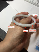Load image into Gallery viewer, 54.5mm Certified type A 100% Natural light green white purple slim round cut Jadeite bangle BN20-9106