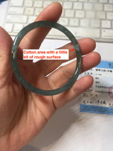Load image into Gallery viewer, 53.8mm Certified Type A 100% Natural icy watery dark green/blue/gray with Guatemala slim round cut Jadeite bangle PJ29-5620