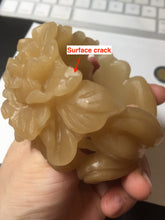 Load image into Gallery viewer, 55.3mm 100% natural yellow brown carved Peony and bow Quartzite (Shetaicui jade) bangle XY98