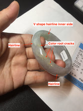 Load image into Gallery viewer, 51.5mm certified 100% natural type A light purple sunny green yellow oval jadeite jade bangle BL77-8666