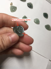 Load image into Gallery viewer, 100% Natural type A icy watery dark green(老油青) happy Buddha jadeite pendant BP178