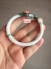 Load image into Gallery viewer, 49mm certified 100% natural Type A dark green white camouflage color oval round cut jadeite jade bangle BG81-3935
